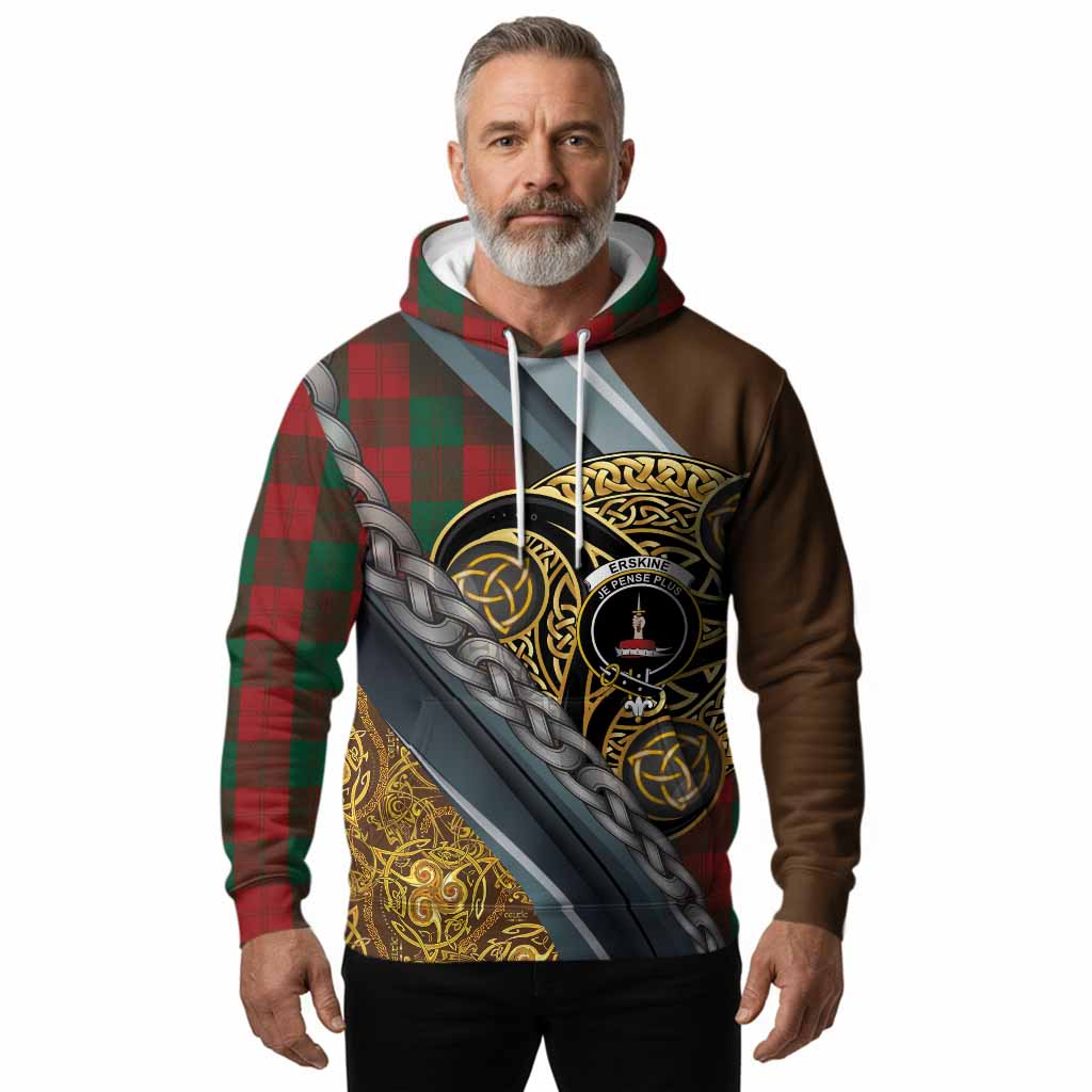 Erskine Tartan Crest Hoodie Scottish Triskele Celtic