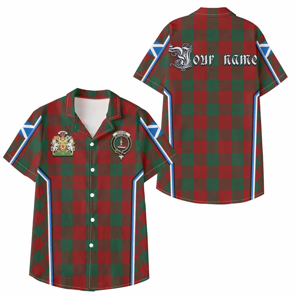 Erskine Tartan Crest Kid Hawaiian Shirt Scotland Coat of Arm Flag Style - Tartan Vibes Clothing