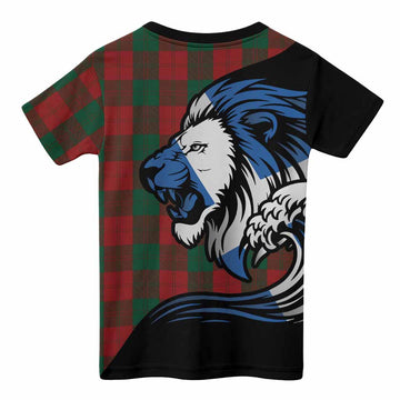 Erskine Tartan Crest Kid T-shirt Scottish Golden Lions Wave Flow