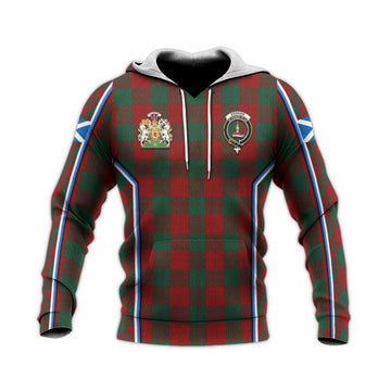 Erskine Tartan Crest Knitted Hoodie Scotland Coat of Arm Flag Style