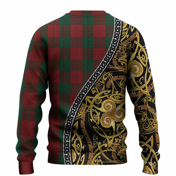 Erskine Tartan Crest Knitted Sweater Celtic Knot and Triple Trickle Spiral Symbols