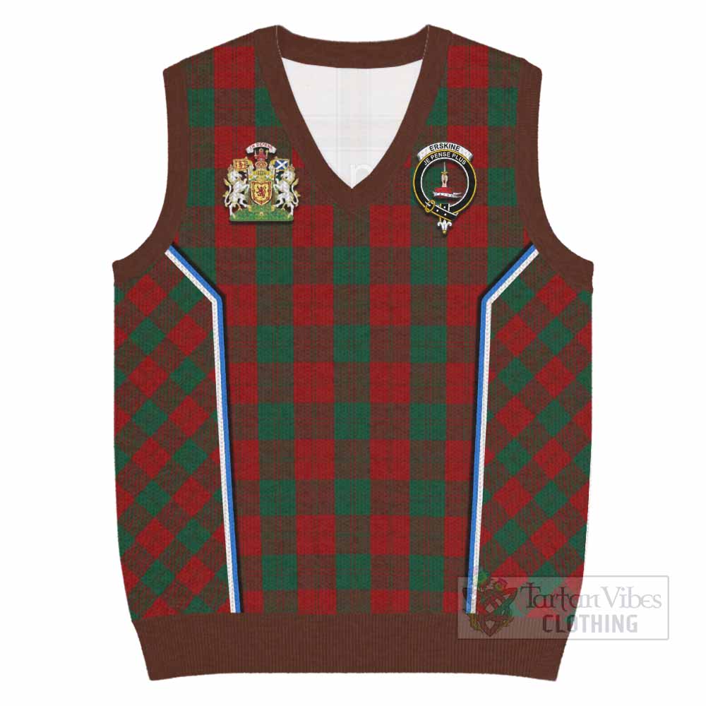 Erskine Tartan Crest Knitted V-Neck Vest Scotland Coat of Arm Flag Style - Tartan Vibes Clothing