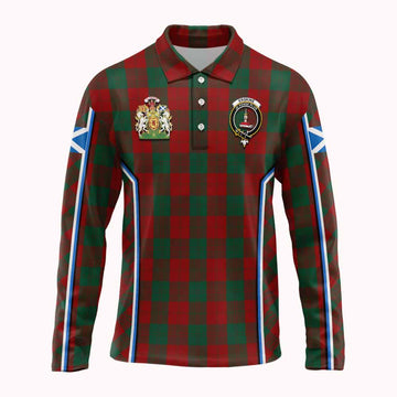 Erskine Tartan Crest Long Sleeve Polo Shirt Scotland Coat of Arm Flag Style