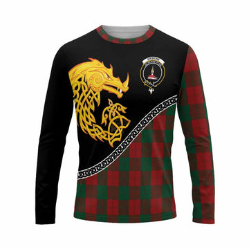 Erskine Tartan Crest Long Sleeve T-Shirt Legendary Dragon Knot Half Style