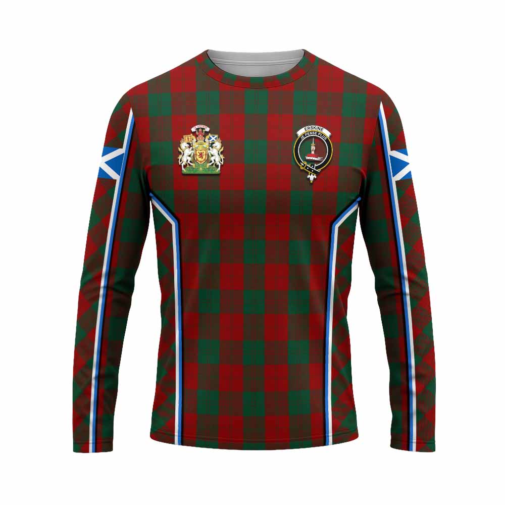 Erskine Tartan Crest Long Sleeve T-Shirt Scotland Coat of Arm Flag Style - Tartan Vibes Clothing