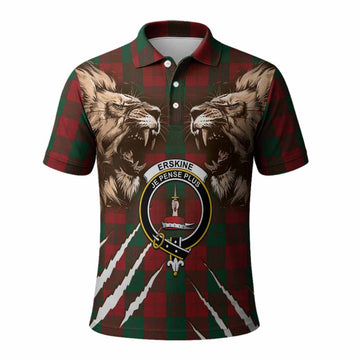 Erskine Tartan Crest Polo Shirt Ferocious Lion Style