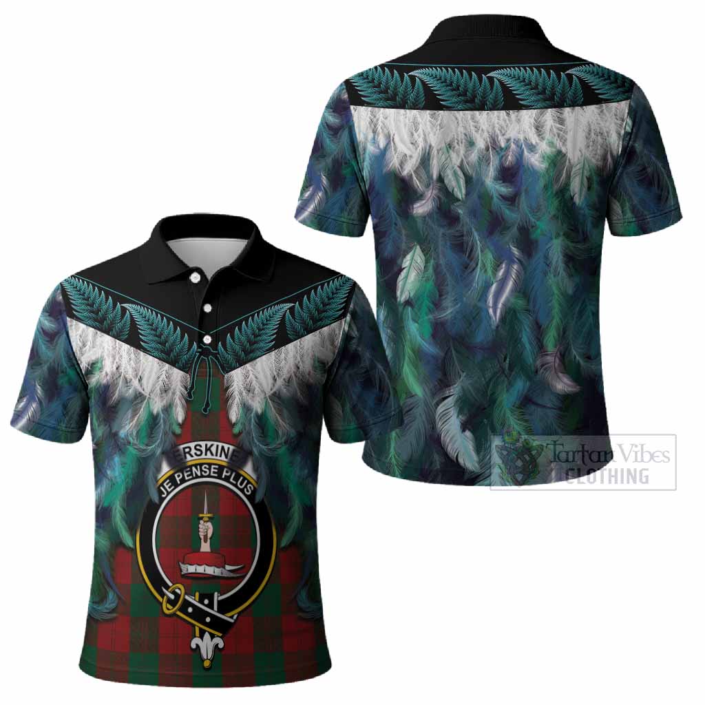 Erskine Tartan Crest Polo Shirt New Zealand Maori Korowai Cloak