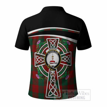 Erskine Tartan Crest Polo Shirt Scottish Thistle Celtic Cross Alba Gu Brath