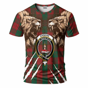 Erskine Tartan Crest T-Shirt Ferocious Lion Style
