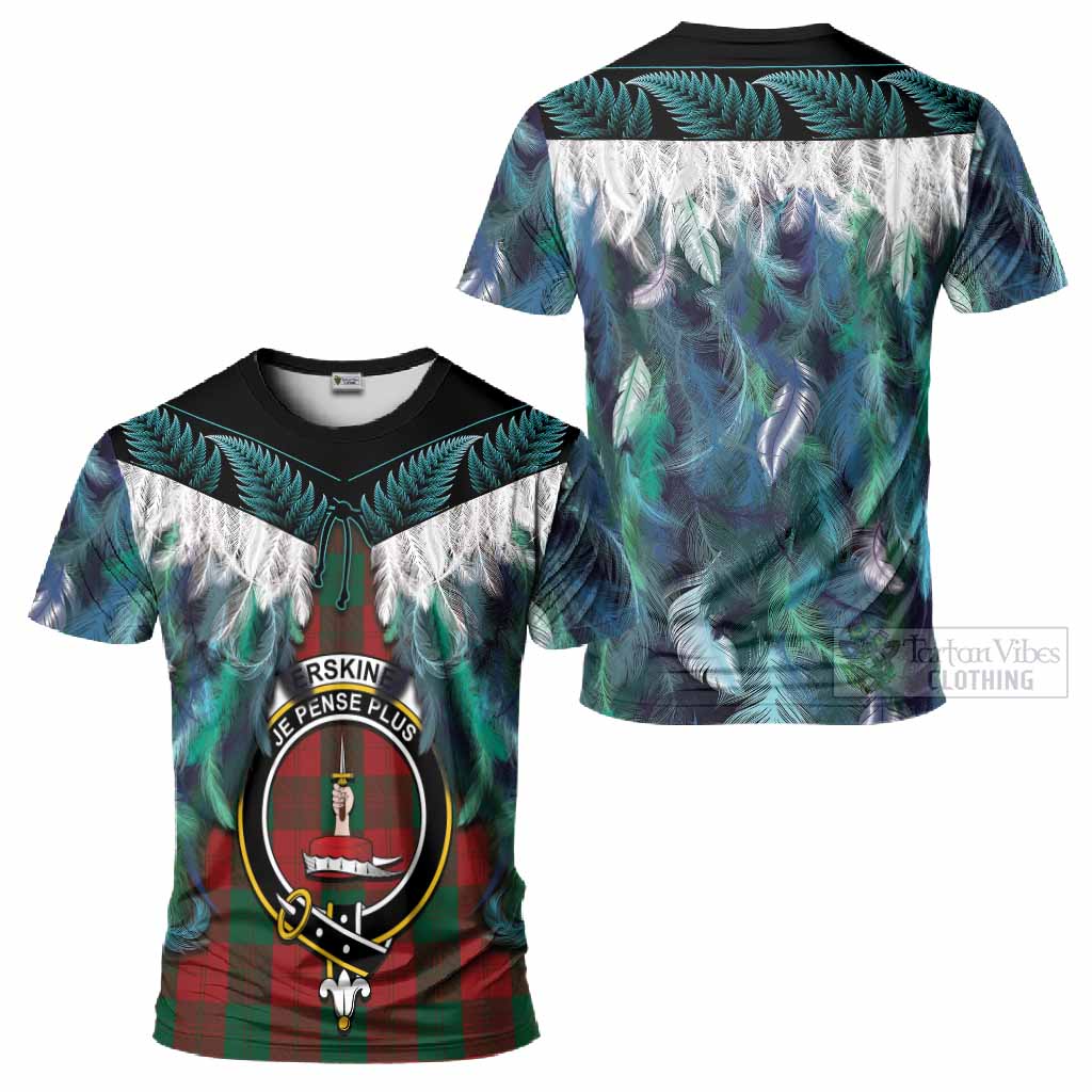 Erskine Tartan Crest T-Shirt New Zealand Maori Korowai Cloak