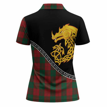 Erskine Tartan Crest Women Polo Shirt Legendary Dragon Knot Half Style