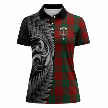 Erskine Tartan Crest Women Polo Shirt With New Zealand Silver Fern Maori Koru