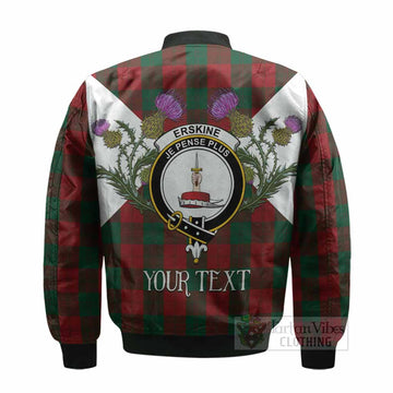 Erskine Tartan Family Crest Bomber Jacket Scottish Burns Night Thistle Floral