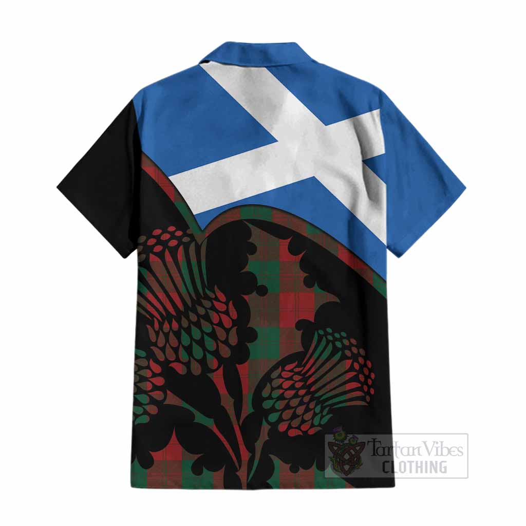 Erskine Tartan Family Crest Cotton Hawaiian Shirt Scotland Thistle Floral Flag Style