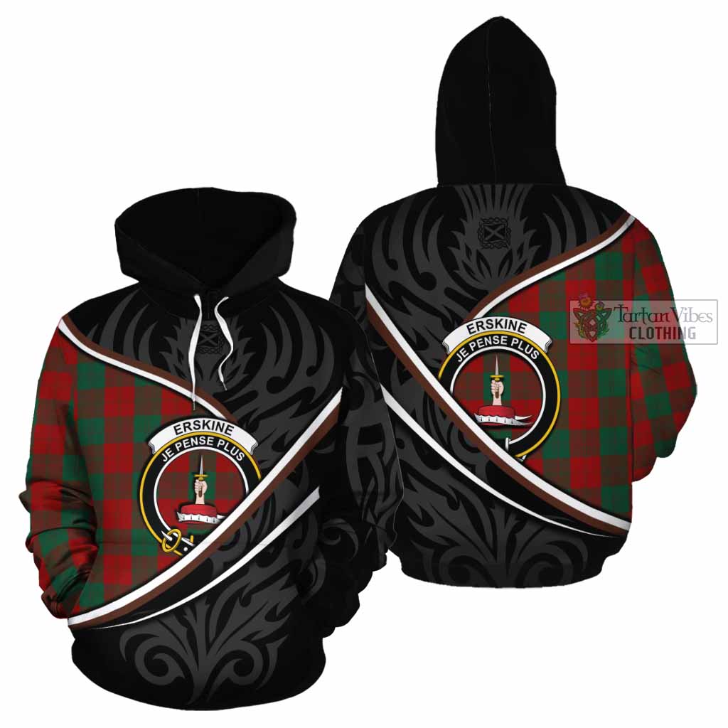 Erskine Tartan Family Crest Cotton Hoodie Celtic Scottish Thistle Floral - Tartan Vibes Clothing
