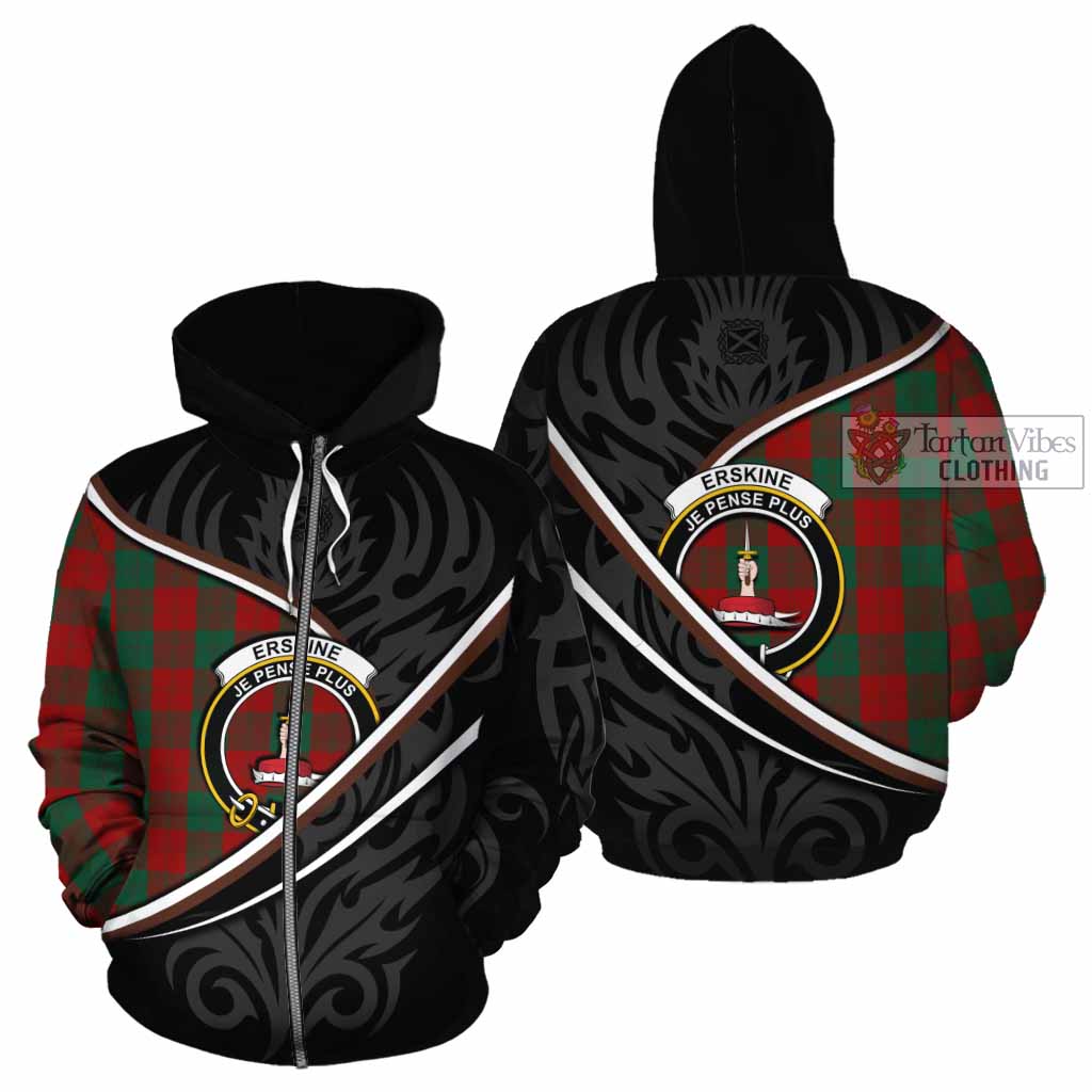 Erskine Tartan Family Crest Cotton Hoodie Celtic Scottish Thistle Floral - Tartan Vibes Clothing