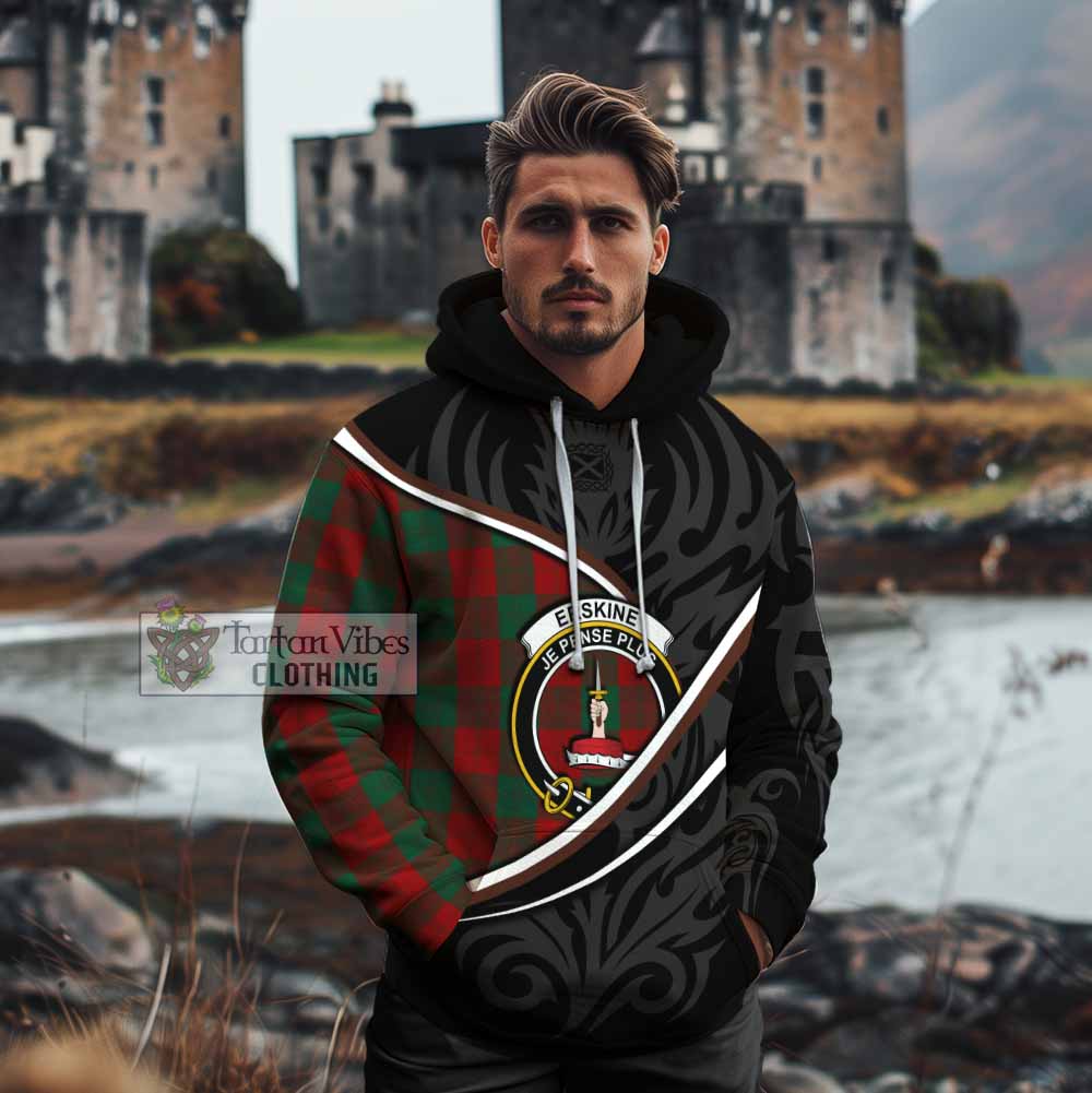 Erskine Tartan Family Crest Cotton Hoodie Celtic Scottish Thistle Floral - Tartan Vibes Clothing