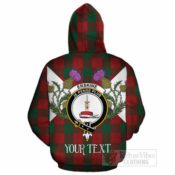Erskine Tartan Family Crest Cotton Hoodie Scottish Burns Night Thistle Floral