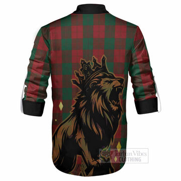 Erskine Tartan Family Crest Ghillie Shirt Crowned Lion Roaring