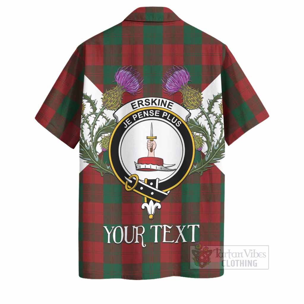 Erskine Tartan Family Crest Hawaiian Shirt Scottish Burns Night Thistle Floral