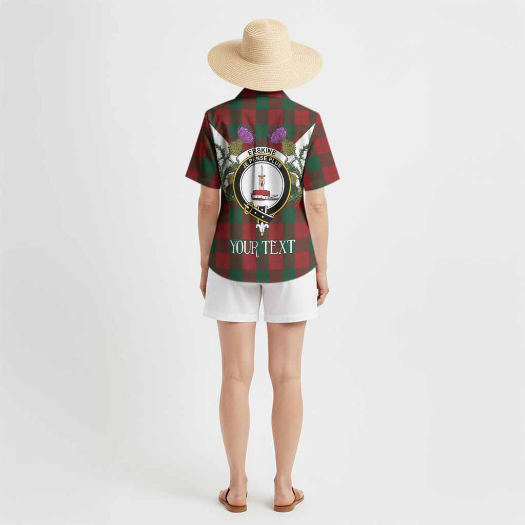 Erskine Tartan Family Crest Hawaiian Shirt Scottish Burns Night Thistle Floral