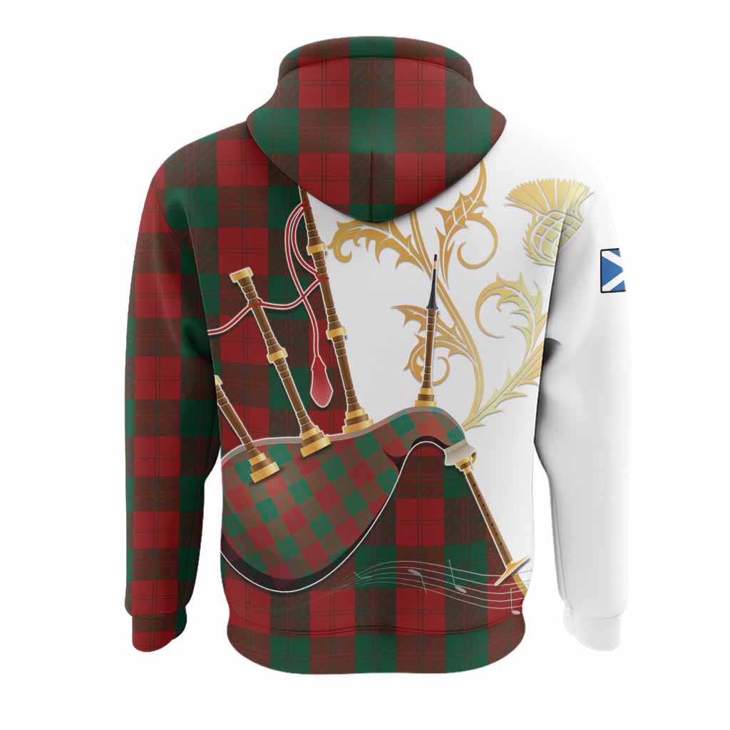Erskine Tartan Family Crest Hoodie Bagpipes with Scottish Thistle