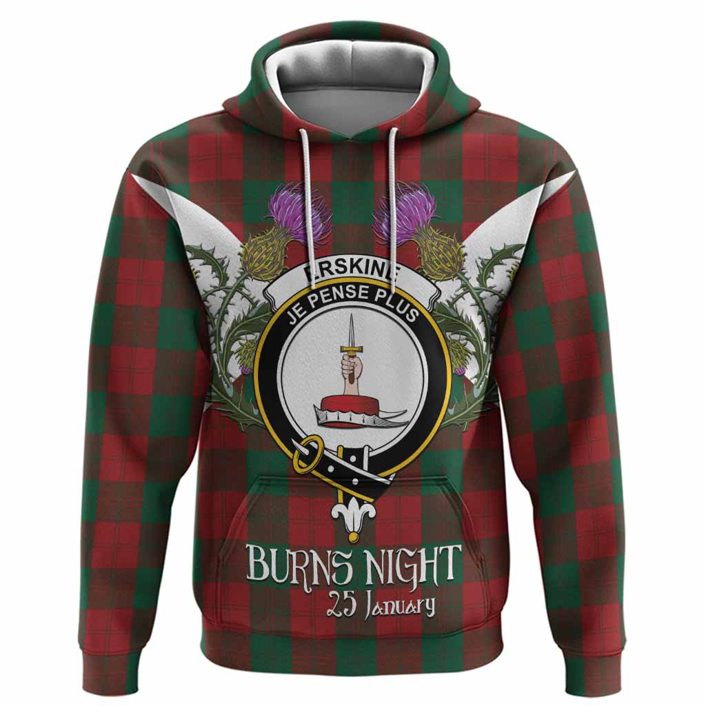 Erskine Tartan Family Crest Hoodie Scottish Burns Night Thistle Floral
