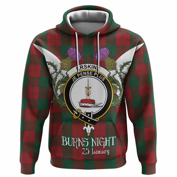 Erskine Tartan Family Crest Hoodie Scottish Burns Night Thistle Floral