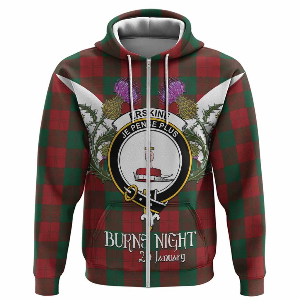 Erskine Tartan Family Crest Hoodie Scottish Burns Night Thistle Floral