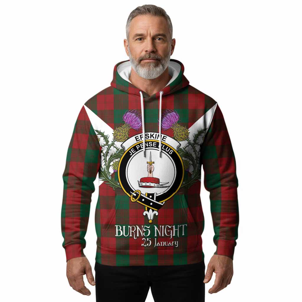 Erskine Tartan Family Crest Hoodie Scottish Burns Night Thistle Floral