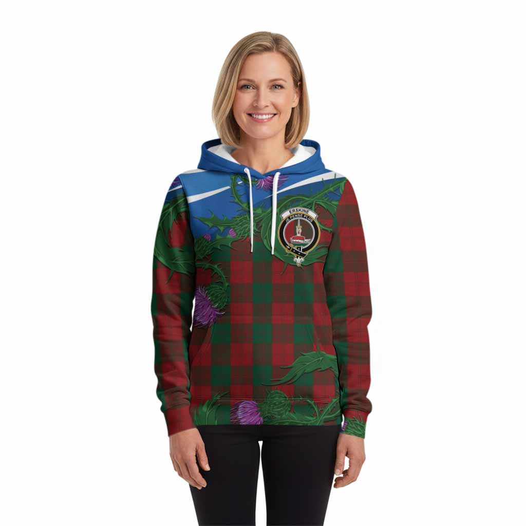 Erskine Tartan Family Crest Hoodie Thistle in Minimalism