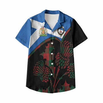 Erskine Tartan Family Crest Kid Hawaiian Shirt Scotland Thistle Floral Flag Style
