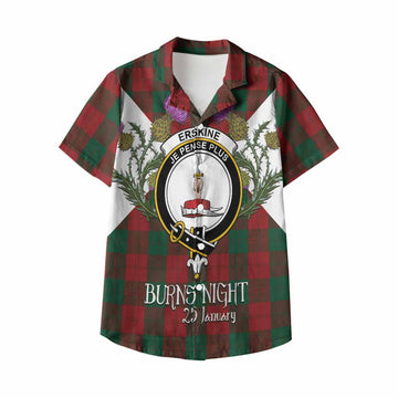 Erskine Tartan Family Crest Kid Hawaiian Shirt Scottish Burns Night Thistle Floral