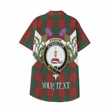 Erskine Tartan Family Crest Kid Hawaiian Shirt Scottish Burns Night Thistle Floral