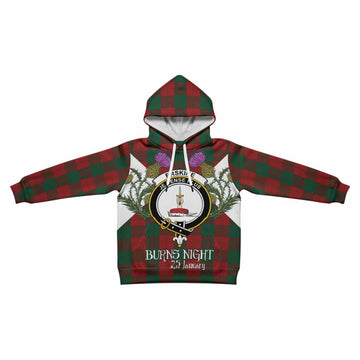 Erskine Tartan Family Crest Kid Hoodie Scottish Burns Night Thistle Floral