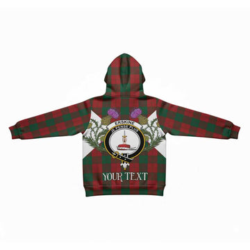 Erskine Tartan Family Crest Kid Hoodie Scottish Burns Night Thistle Floral
