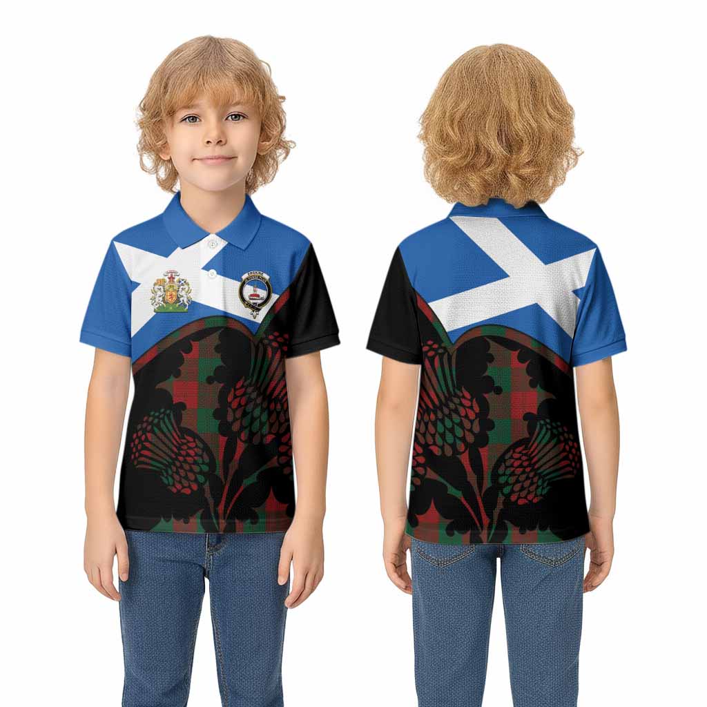 Erskine Tartan Family Crest Kid Polo Shirt Scotland Thistle Floral Flag Style