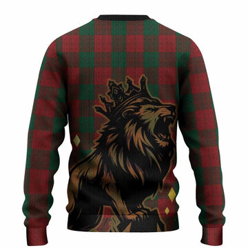 Erskine Tartan Family Crest Knitted Sweater Crowned Lion Roaring