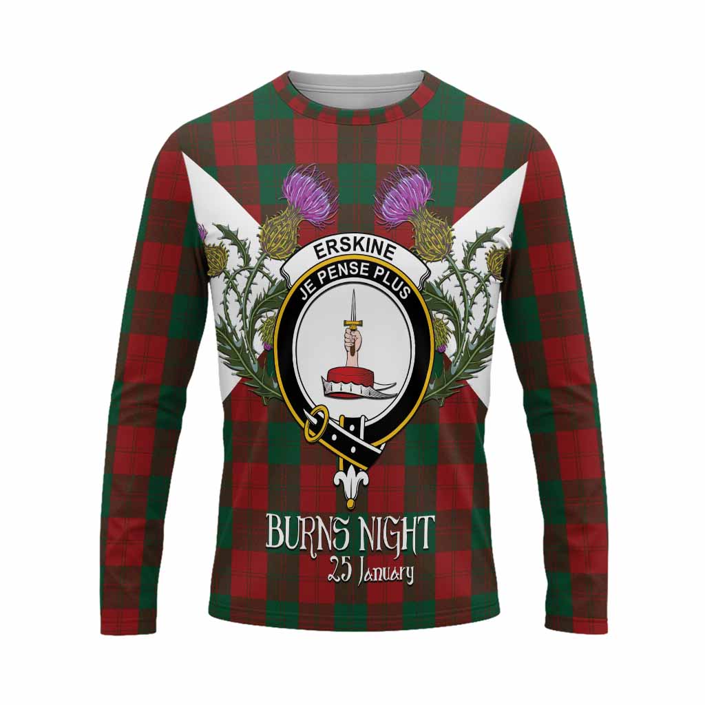 Erskine Tartan Family Crest Long Sleeve T-Shirt Scottish Burns Night Thistle Floral