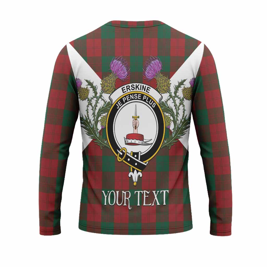 Erskine Tartan Family Crest Long Sleeve T-Shirt Scottish Burns Night Thistle Floral
