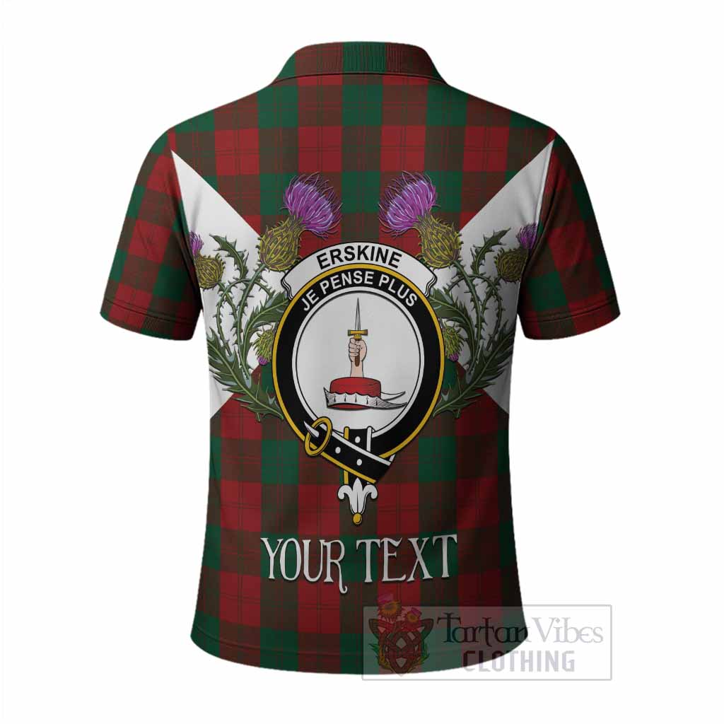 Erskine Tartan Family Crest Polo Shirt Scottish Burns Night Thistle Floral