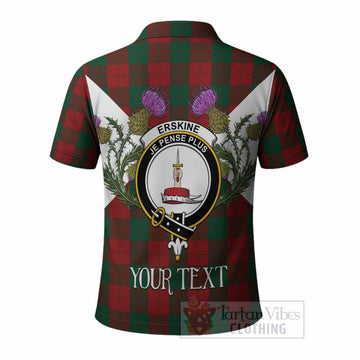Erskine Tartan Family Crest Polo Shirt Scottish Burns Night Thistle Floral