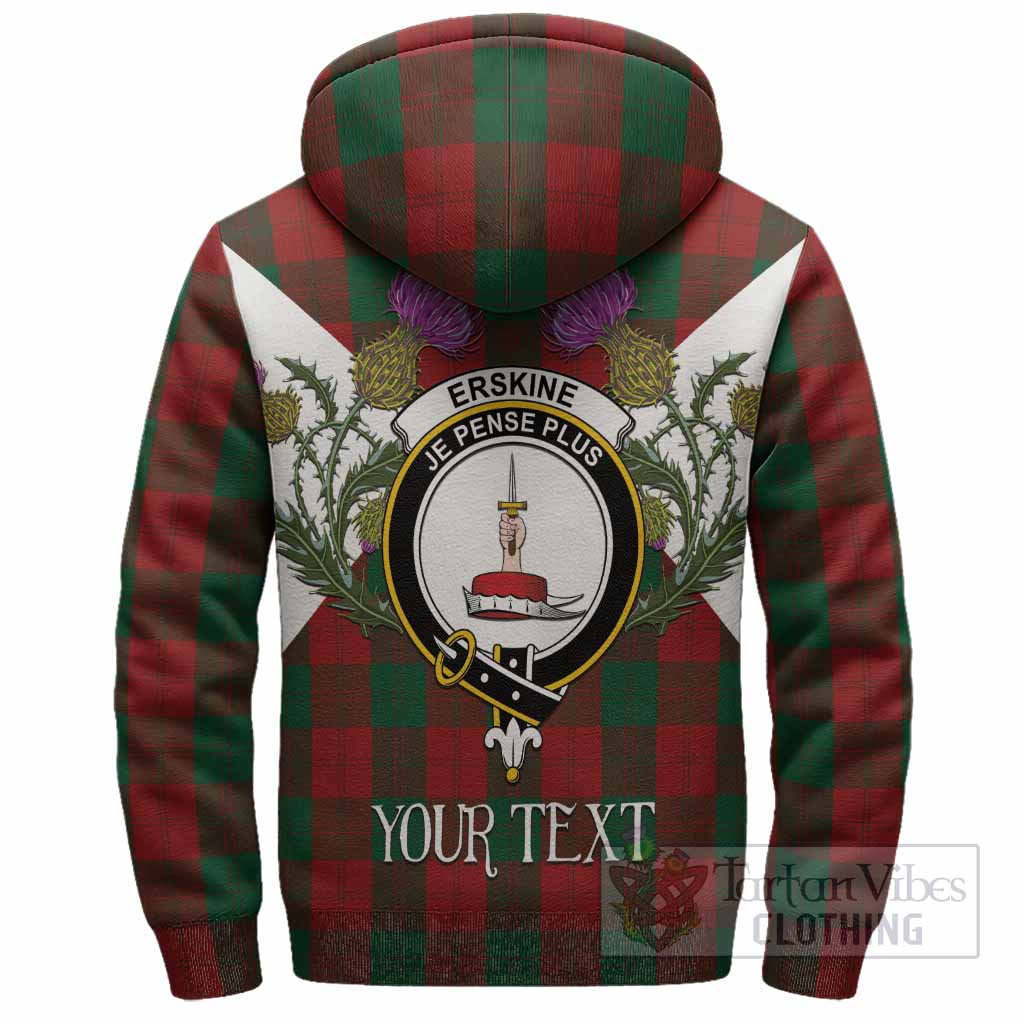 Erskine Tartan Family Crest Sherpa Hoodie Scottish Burns Night Thistle Floral