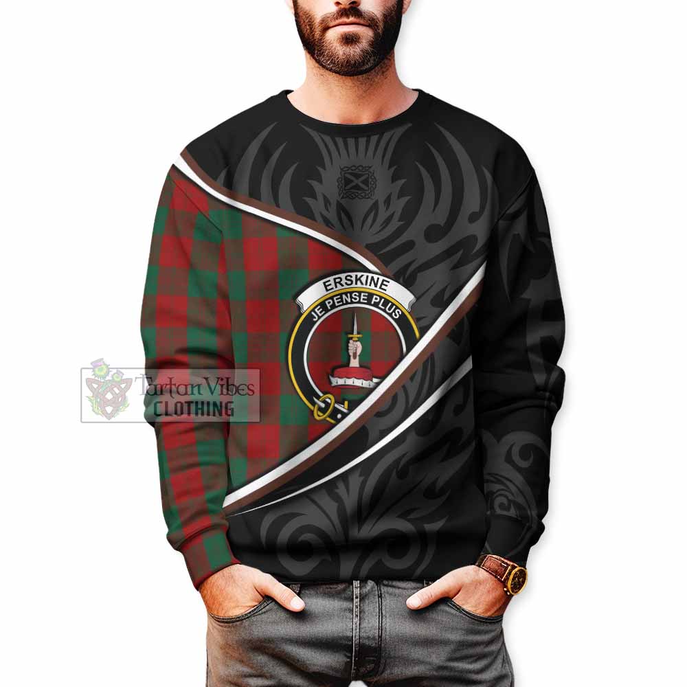 Erskine Tartan Family Crest Sweatshirt Celtic Scottish Thistle Floral - Tartan Vibes Clothing