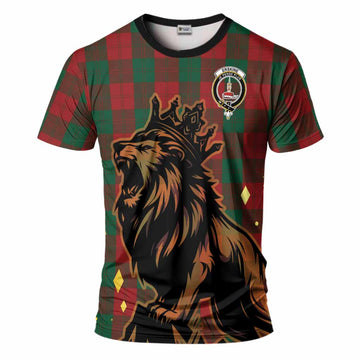 Erskine Tartan Family Crest T-Shirt Crowned Lion Roaring