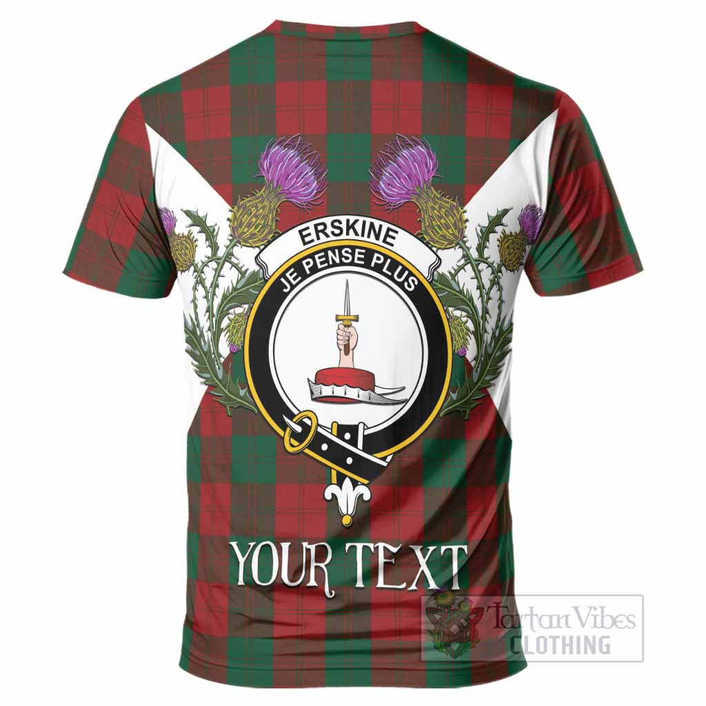 Erskine Tartan Family Crest T-Shirt Scottish Burns Night Thistle Floral