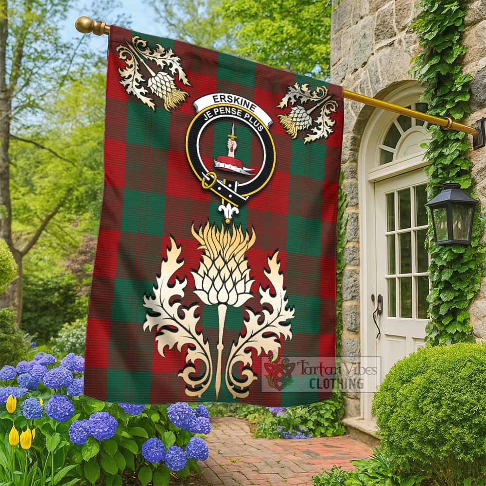 Erskine Tartan Garden Flag with Golden Regal Scottish Thistle Emblem - Tartan Vibes Clothing