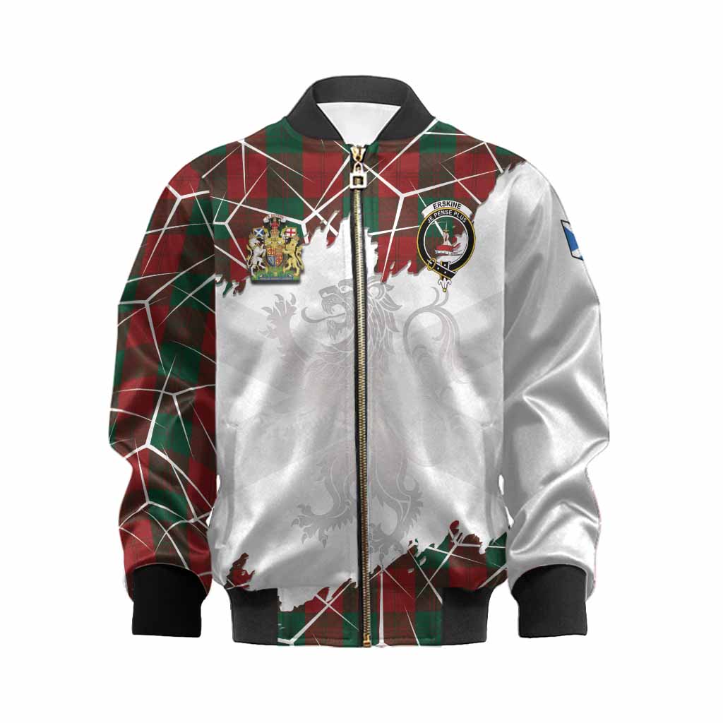 Erskine Tartan Kid Bomber Jacket with Family Crest and Lion Rampant Grunge Style