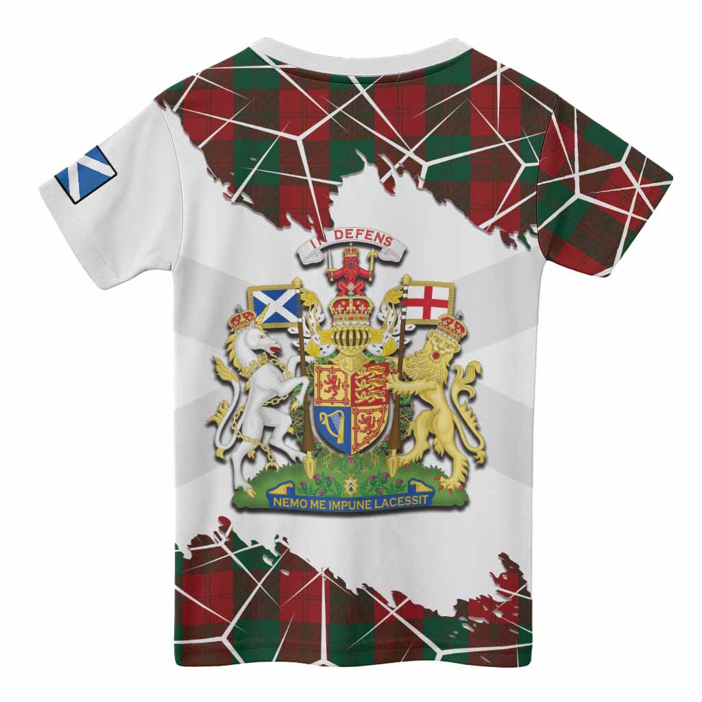 Erskine Tartan Kid T-shirt with Family Crest and Lion Rampant Grunge Style