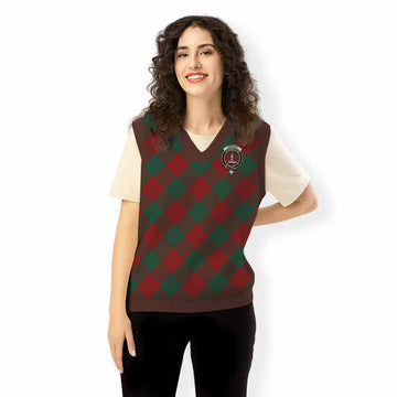 Erskine Tartan Knitted V-Neck Vest with Family Crest Cross Style